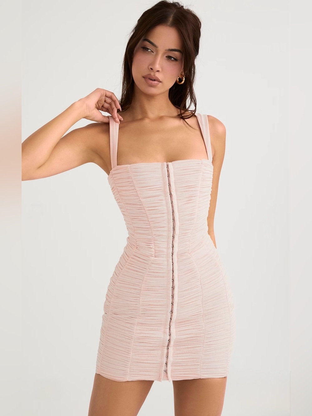 💜Firm Price💜Hose of CB Cate crystal ruched mesh mini dress